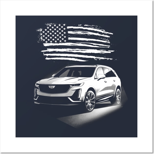 Cadillac Lyriq - us flag Wall Art by Moulezitouna